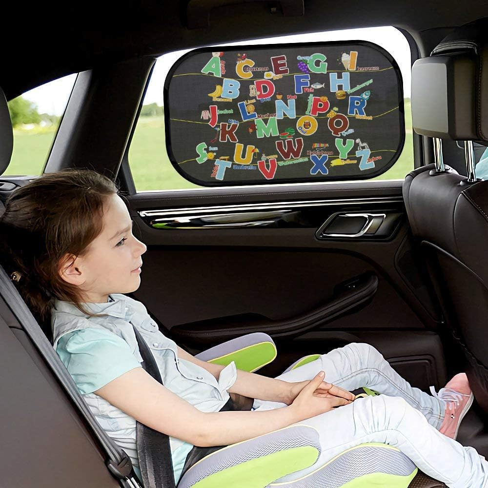 Car Sun Shade for Baby Kids 2PCS, Static Cling Side Window Car Annimal Elephant Lion, 80GSM Rear Sunshades Universal with 8 Suction Cups and Storage Bag - Sun Glare and UV Rays Protection