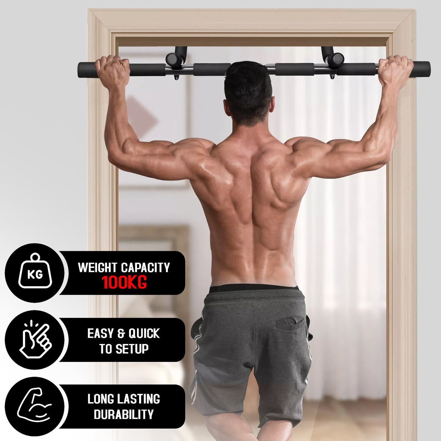 Doorway Pull-Up Bar for Home Gym - Chin-Up and Dip Exercise Equipment