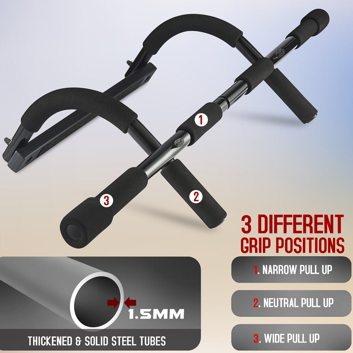 Doorway Pull-Up Bar for Home Gym - Chin-Up and Dip Exercise Equipment