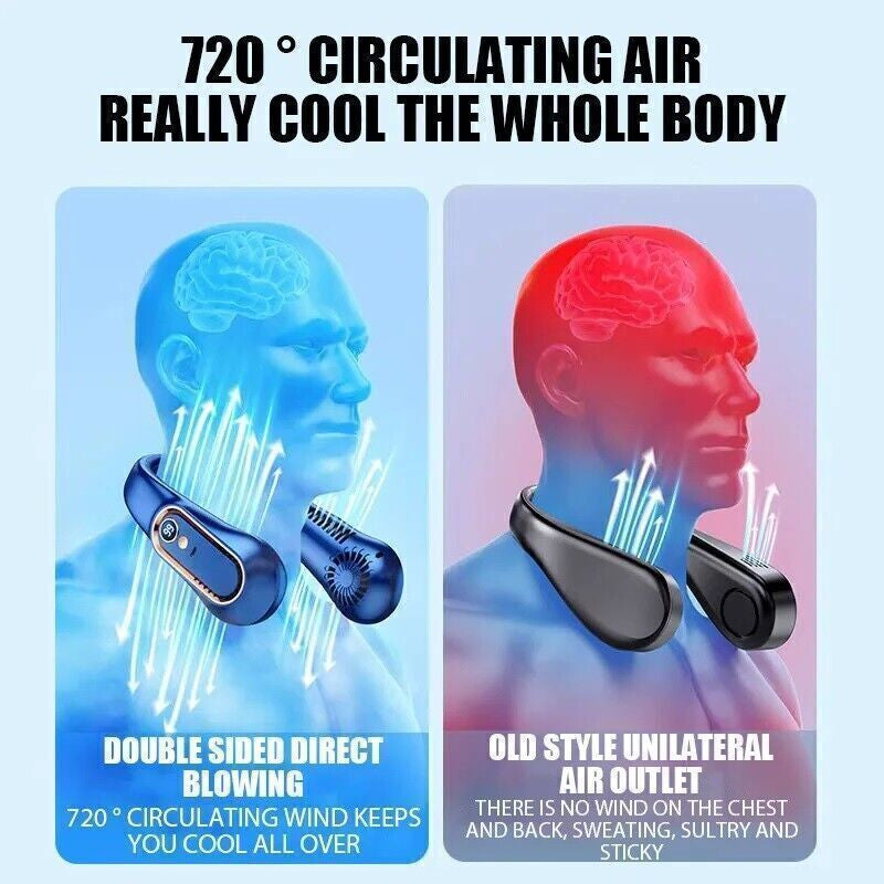 Bladeless Neckband Fan - Portable USB Rechargeable Hanging Cooler for Comfortable Wear in the UK