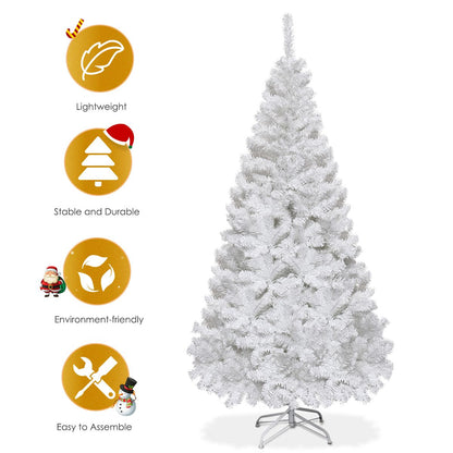 5/6/7/8 Feet White Artificial Christmas Tree with Metal Stand