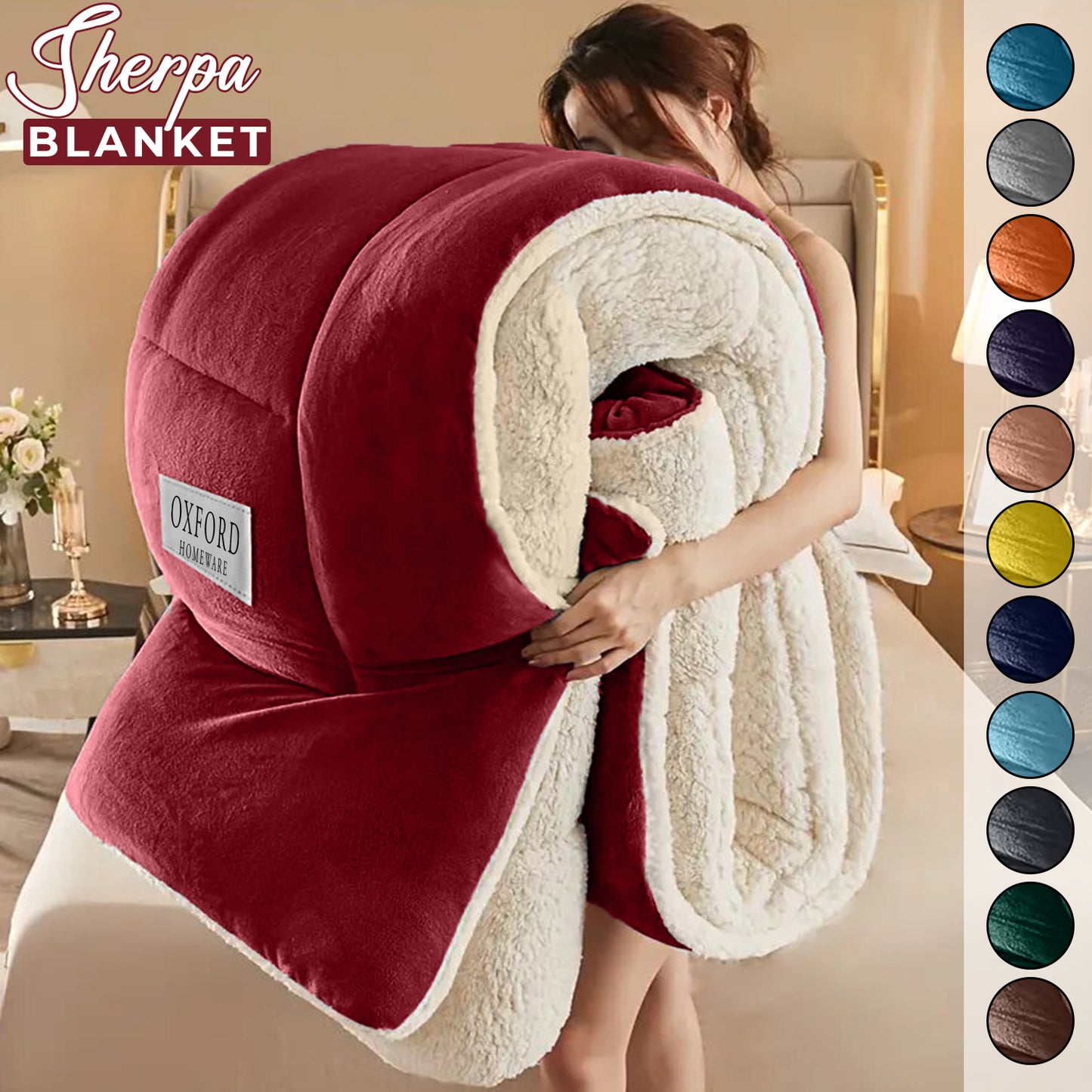 Sherpa Flannel Fleece Blanket Heavy Winter Throw for Bed Sofa Extra Warm Blanket