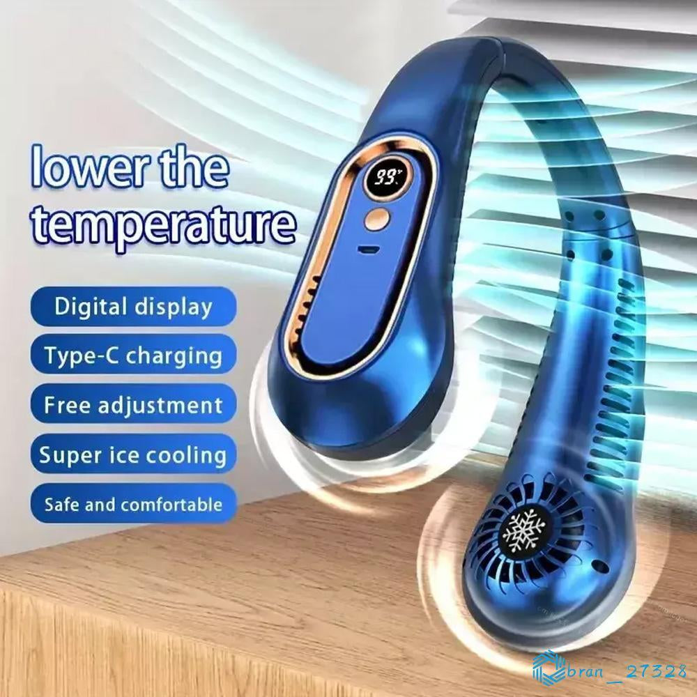 Bladeless Neckband Fan - Portable USB Rechargeable Hanging Cooler for Comfortable Wear in the UK