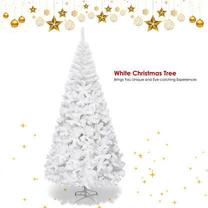 5/6/7/8 Feet White Artificial Christmas Tree with Metal Stand