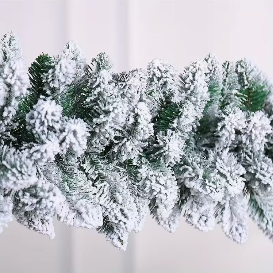 9FT Snow Flocked Christmas Garland, Snowy Artificial Christmas Garland - 2.75M