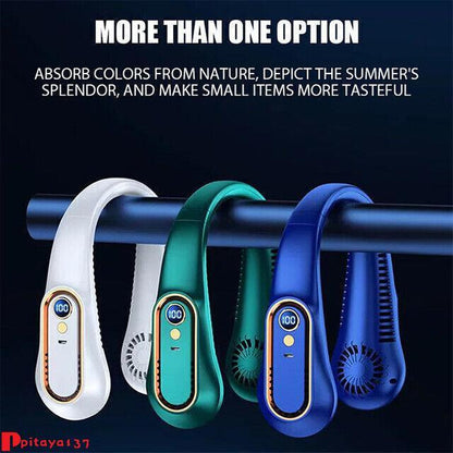 Bladeless Neckband Fan - Portable USB Rechargeable Hanging Cooler for Comfortable Wear in the UK