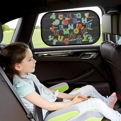 Car Sun Shade for Baby Kids 2PCS, Static Cling Side Window Car Annimal Elephant Lion, 80GSM Rear Sunshades Universal with 8 Suction Cups and Storage Bag - Sun Glare and UV Rays Protection