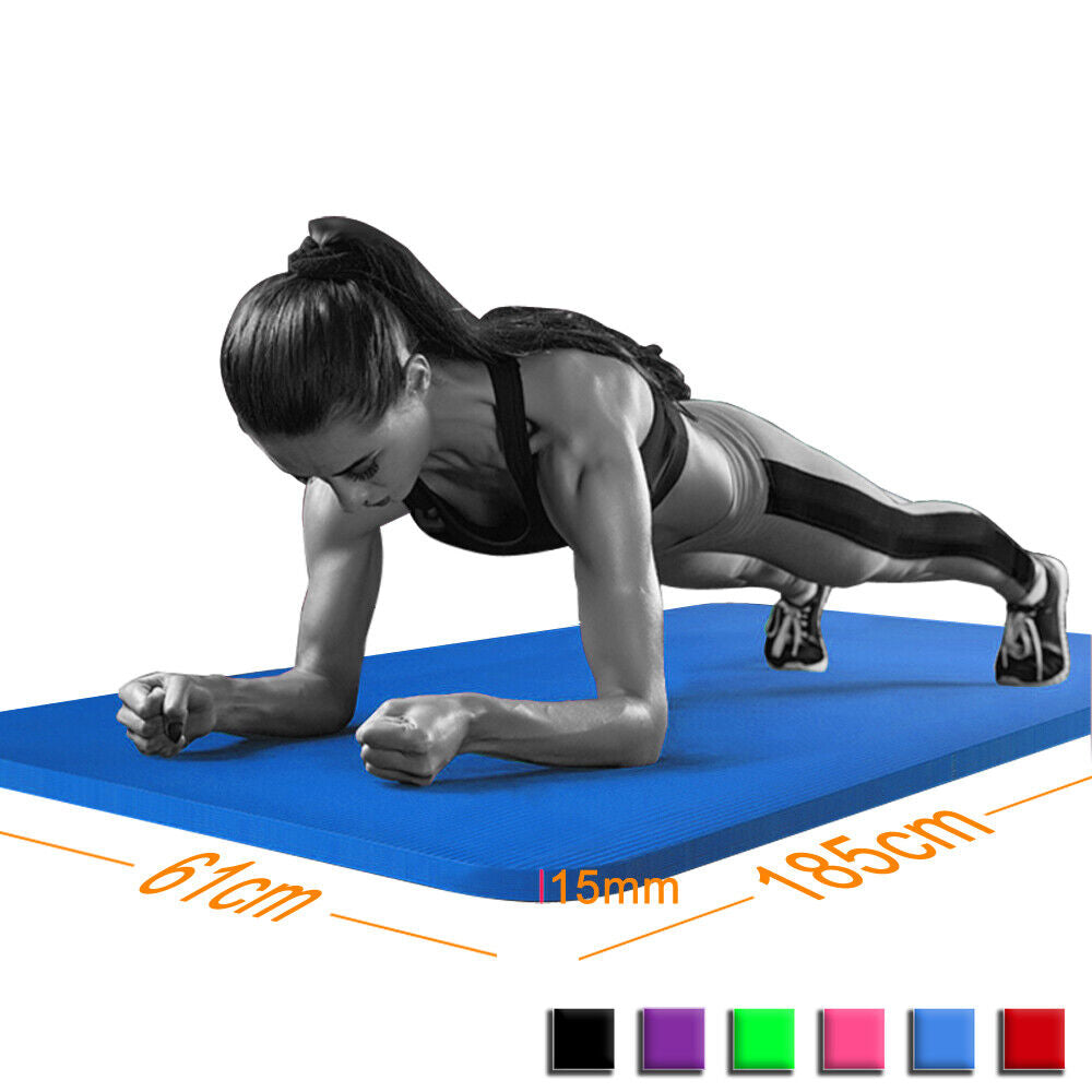 61X 185Cm Yoga Mat 15Mm Thick Gym Exercise Fitness Pilates Workout Mat Non Slip