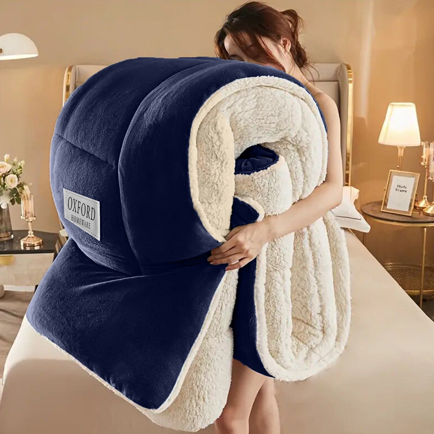 Sherpa Flannel Fleece Blanket Heavy Winter Throw for Bed Sofa Extra Warm Blanket