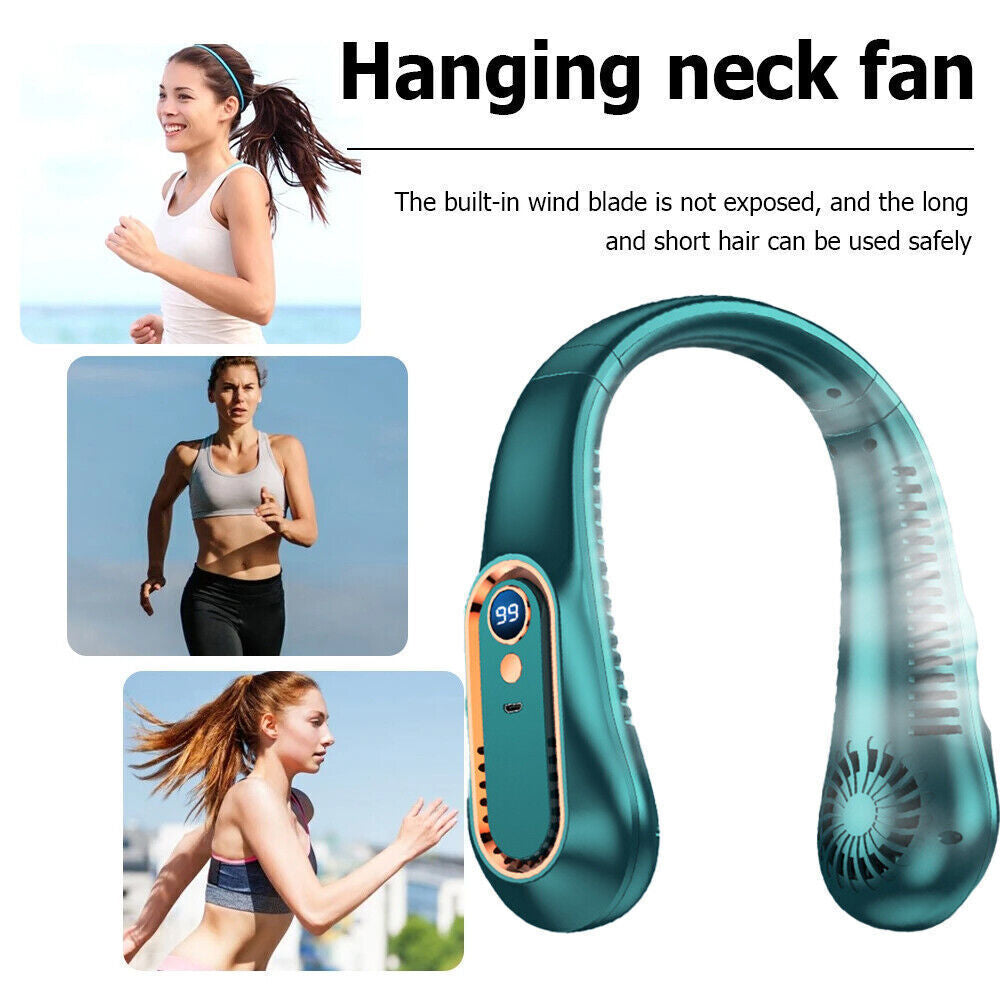 Bladeless Neckband Fan - Portable USB Rechargeable Hanging Cooler for Comfortable Wear in the UK