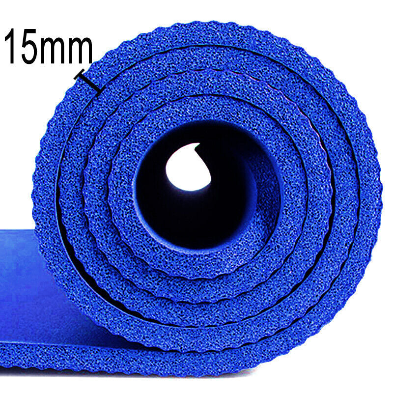 61X 185Cm Yoga Mat 15Mm Thick Gym Exercise Fitness Pilates Workout Mat Non Slip