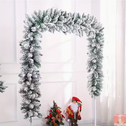 9FT Snow Flocked Christmas Garland, Snowy Artificial Christmas Garland - 2.75M