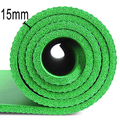 61X 185Cm Yoga Mat 15Mm Thick Gym Exercise Fitness Pilates Workout Mat Non Slip