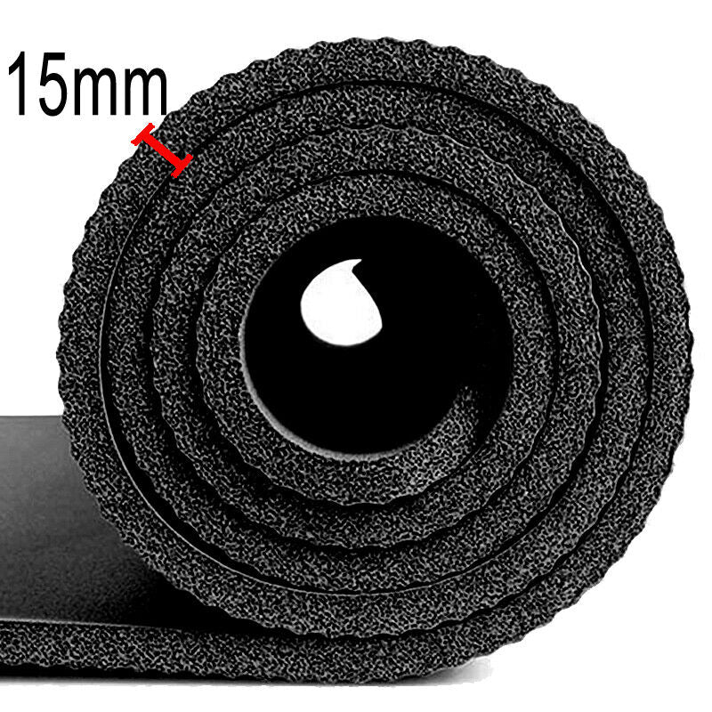 61X 185Cm Yoga Mat 15Mm Thick Gym Exercise Fitness Pilates Workout Mat Non Slip