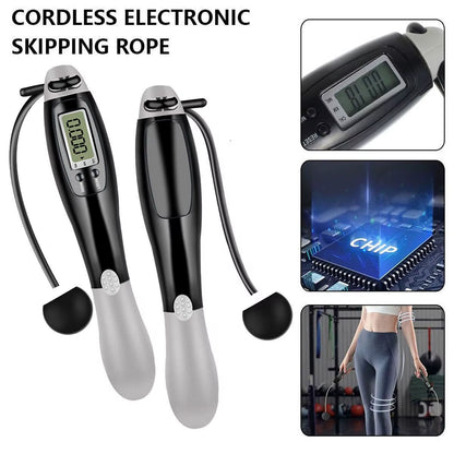 Cordless Skipping Rope Jump Ropes Smart Screen with Weighted for Sports Fiess~