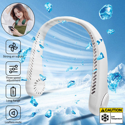 Bladeless Neckband Fan - Portable USB Rechargeable Hanging Cooler for Comfortable Wear in the UK