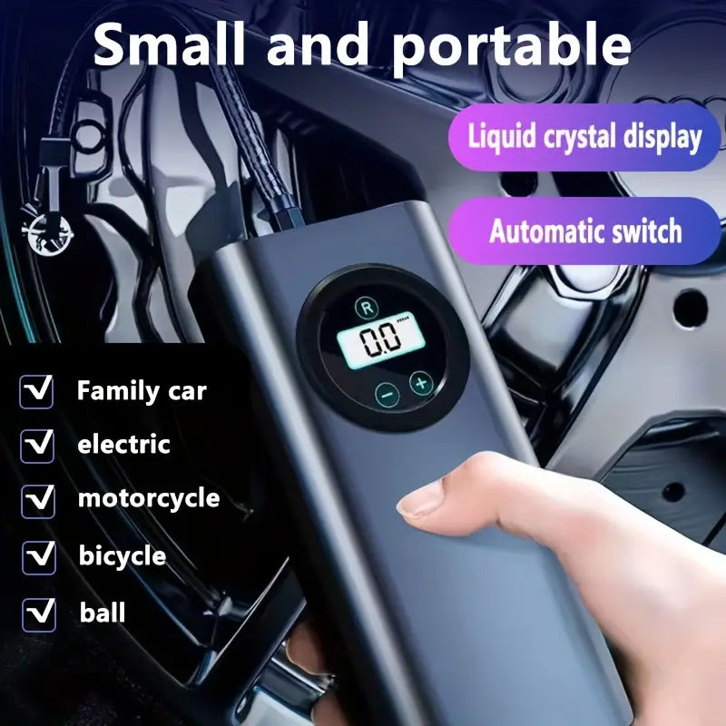 Cordless Digital Car Tire Inflator - USB Rechargeable 12V Air Compressor Pump