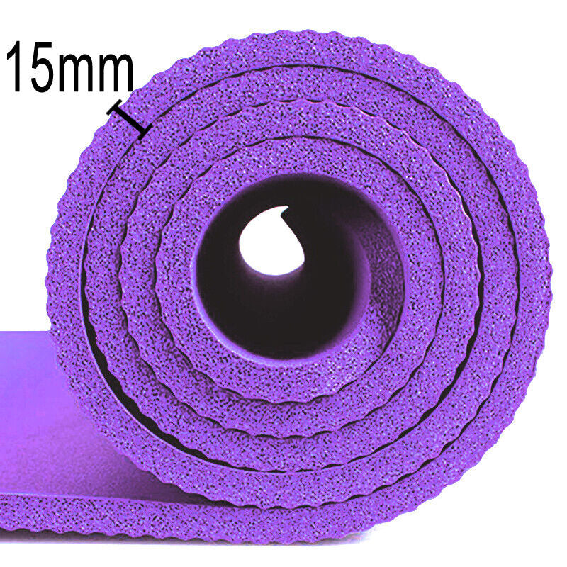 61X 185Cm Yoga Mat 15Mm Thick Gym Exercise Fitness Pilates Workout Mat Non Slip