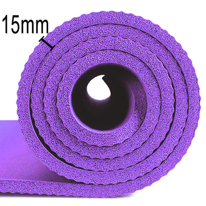 61X 185Cm Yoga Mat 15Mm Thick Gym Exercise Fitness Pilates Workout Mat Non Slip