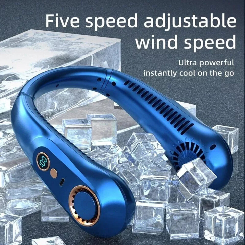 Bladeless Neckband Fan - Portable USB Rechargeable Hanging Cooler for Comfortable Wear in the UK