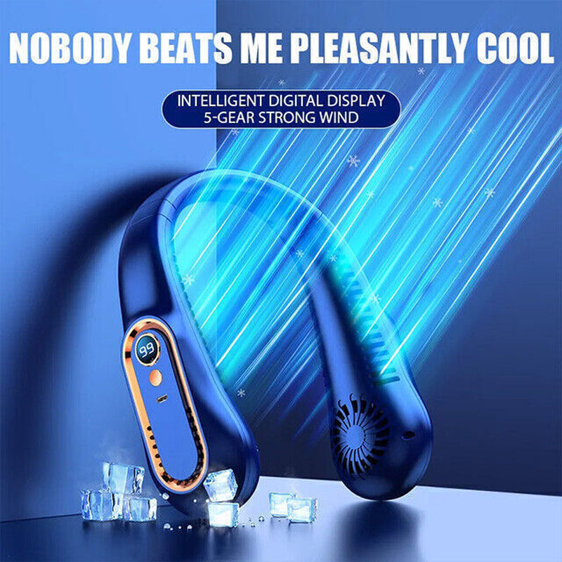 Bladeless Neckband Fan - Portable USB Rechargeable Hanging Cooler for Comfortable Wear in the UK