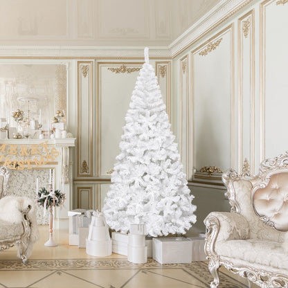 5/6/7/8 Feet White Artificial Christmas Tree with Metal Stand