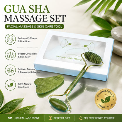 Gua Sha and Face Jade Roller Box Set Facial Beauty Body anti Ageing Tools