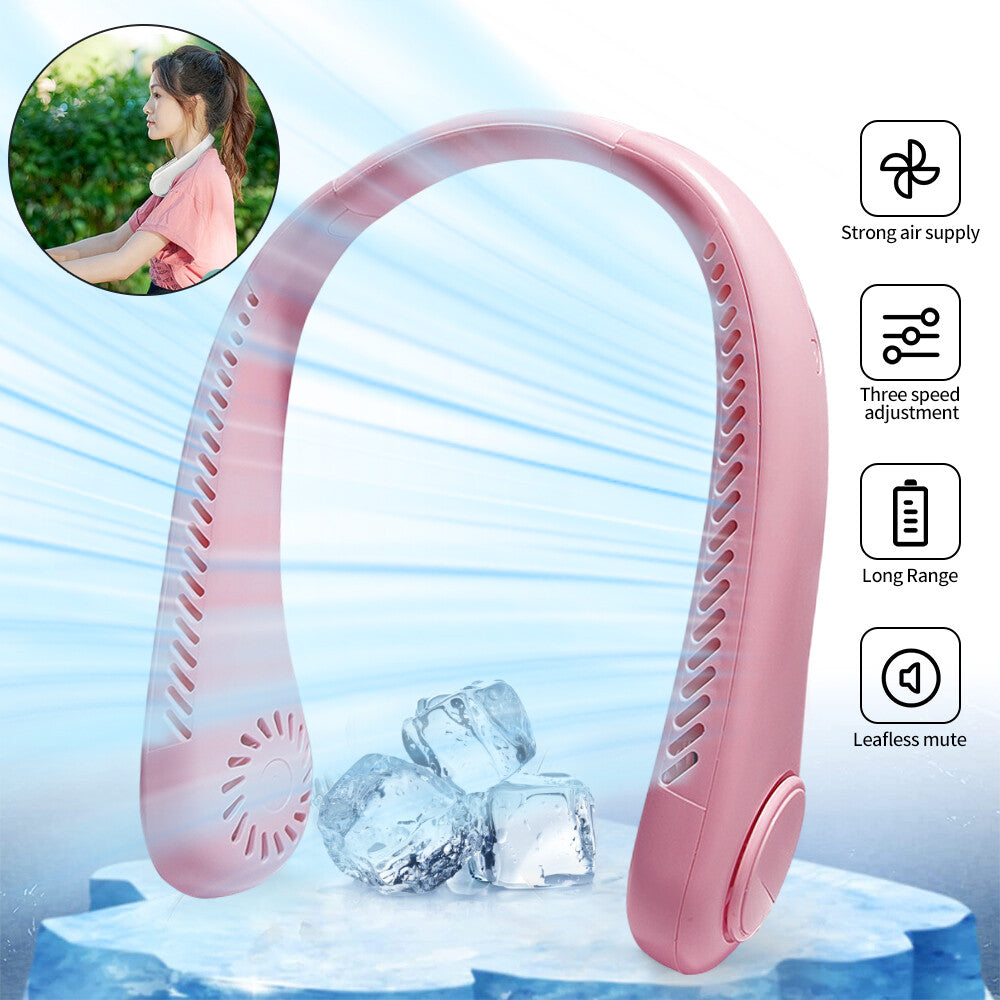Bladeless Neckband Fan - Portable USB Rechargeable Hanging Cooler for Comfortable Wear in the UK