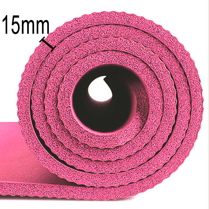 61X 185Cm Yoga Mat 15Mm Thick Gym Exercise Fitness Pilates Workout Mat Non Slip