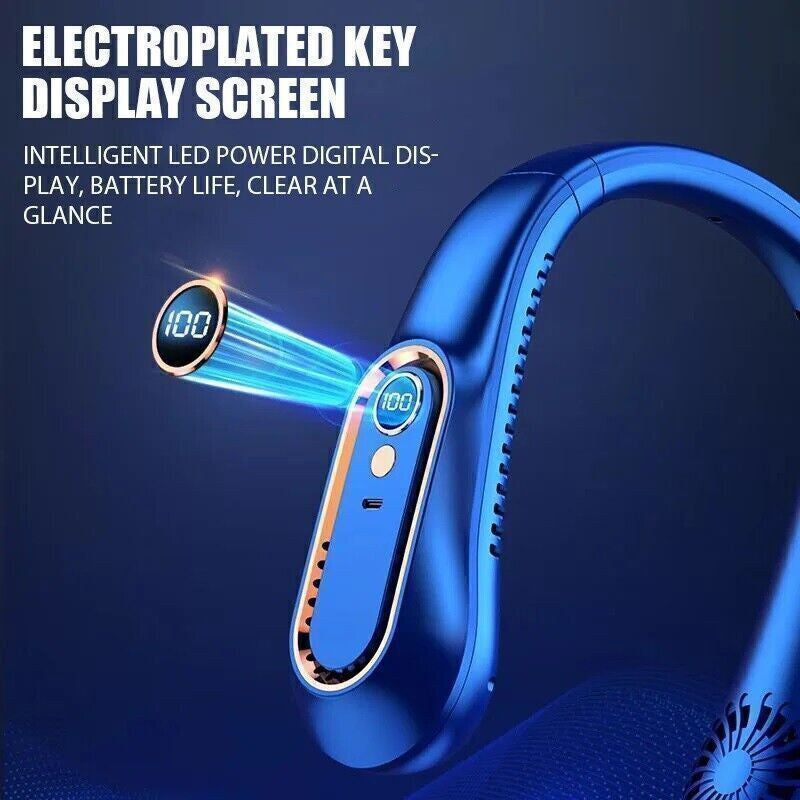 Bladeless Neckband Fan - Portable USB Rechargeable Hanging Cooler for Comfortable Wear in the UK