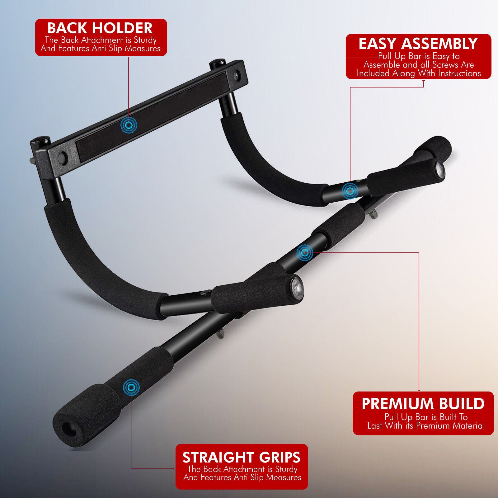 Doorway Pull-Up Bar for Home Gym - Chin-Up and Dip Exercise Equipment