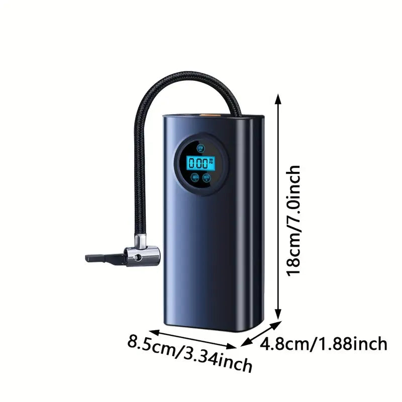 Cordless Digital Car Tire Inflator - USB Rechargeable 12V Air Compressor Pump