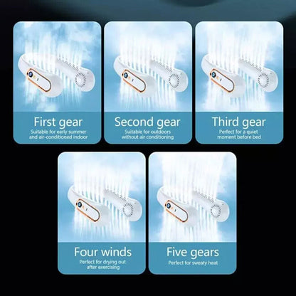 Bladeless Neckband Fan - Portable USB Rechargeable Hanging Cooler for Comfortable Wear in the UK