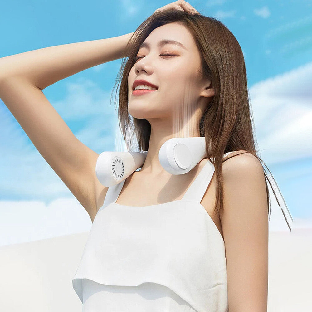 Bladeless Neckband Fan - Portable USB Rechargeable Hanging Cooler for Comfortable Wear in the UK