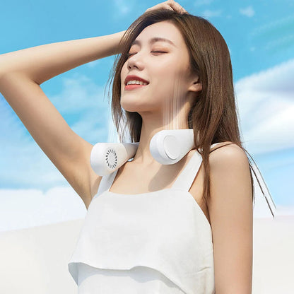 Bladeless Neckband Fan - Portable USB Rechargeable Hanging Cooler for Comfortable Wear in the UK