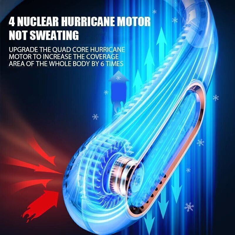 Bladeless Neckband Fan - Portable USB Rechargeable Hanging Cooler for Comfortable Wear in the UK