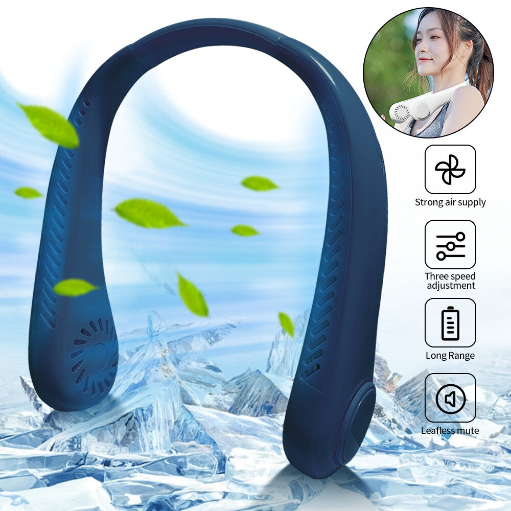 Bladeless Neckband Fan - Portable USB Rechargeable Hanging Cooler for Comfortable Wear in the UK