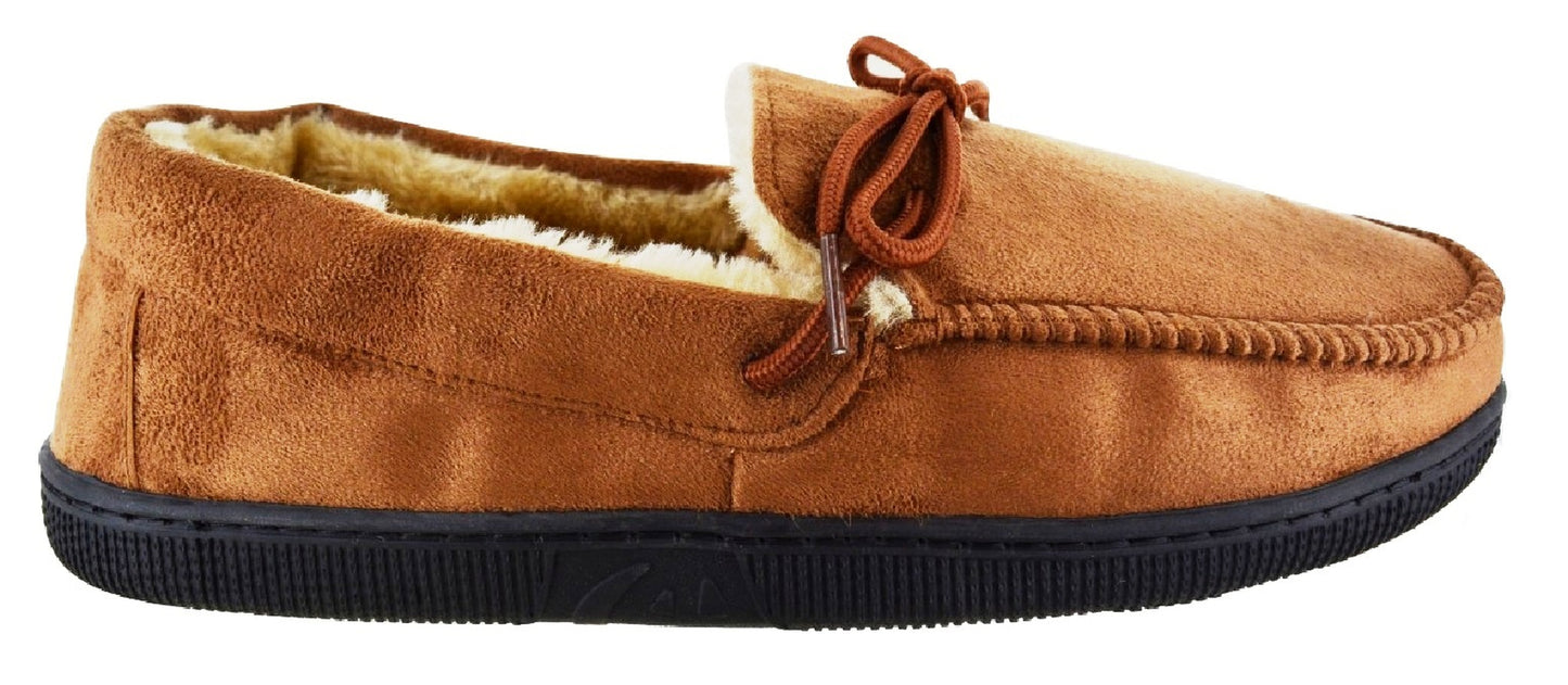 MENS MOCCASINS WARM FAUX SUEDE SHEEPSKIN FUR LINED WINTER LOAFERS SLIPPERS SIZE