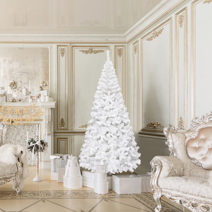 5/6/7/8 Feet White Artificial Christmas Tree with Metal Stand