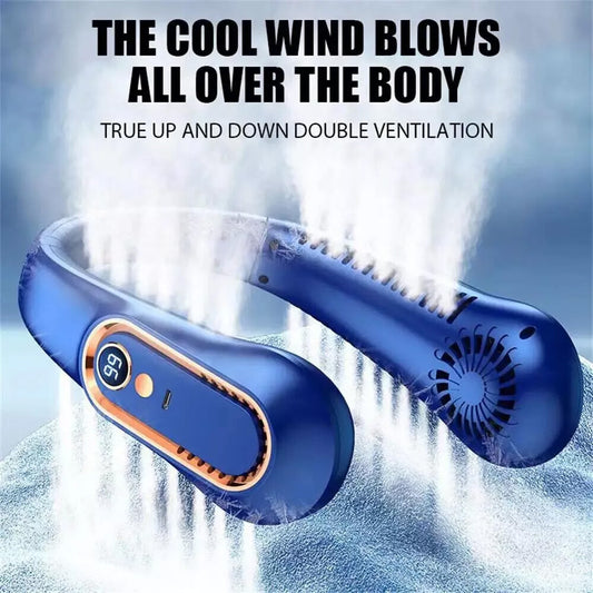 Bladeless Neckband Fan - Portable USB Rechargeable Hanging Cooler for Comfortable Wear in the UK