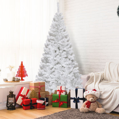 5/6/7/8 Feet White Artificial Christmas Tree with Metal Stand