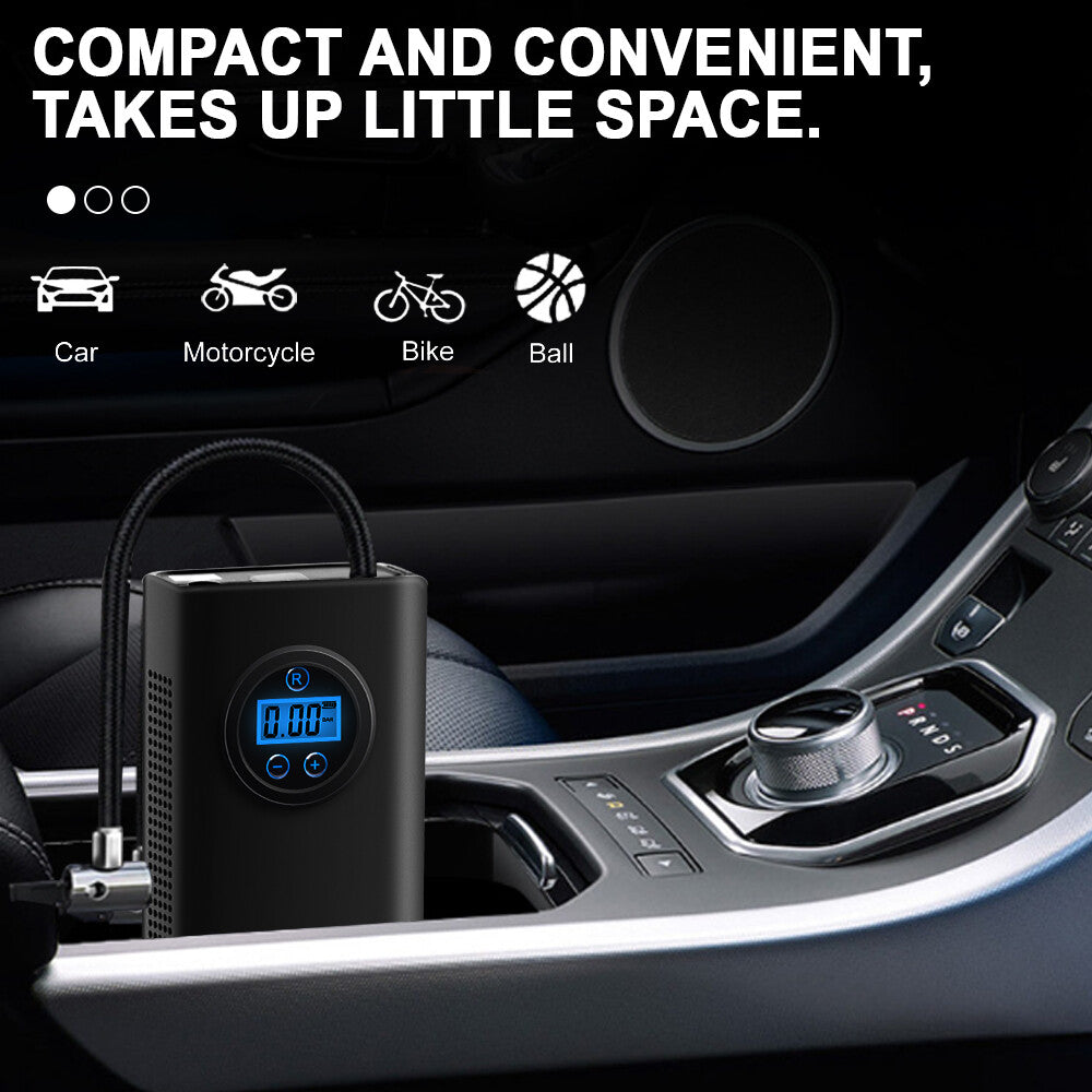 Cordless Digital Car Tire Inflator - USB Rechargeable 12V Air Compressor Pump