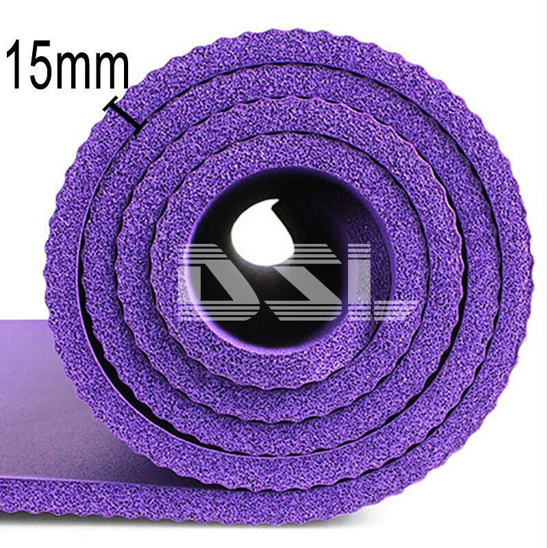 61X 185Cm Yoga Mat 15Mm Thick Gym Exercise Fitness Pilates Workout Mat Non Slip