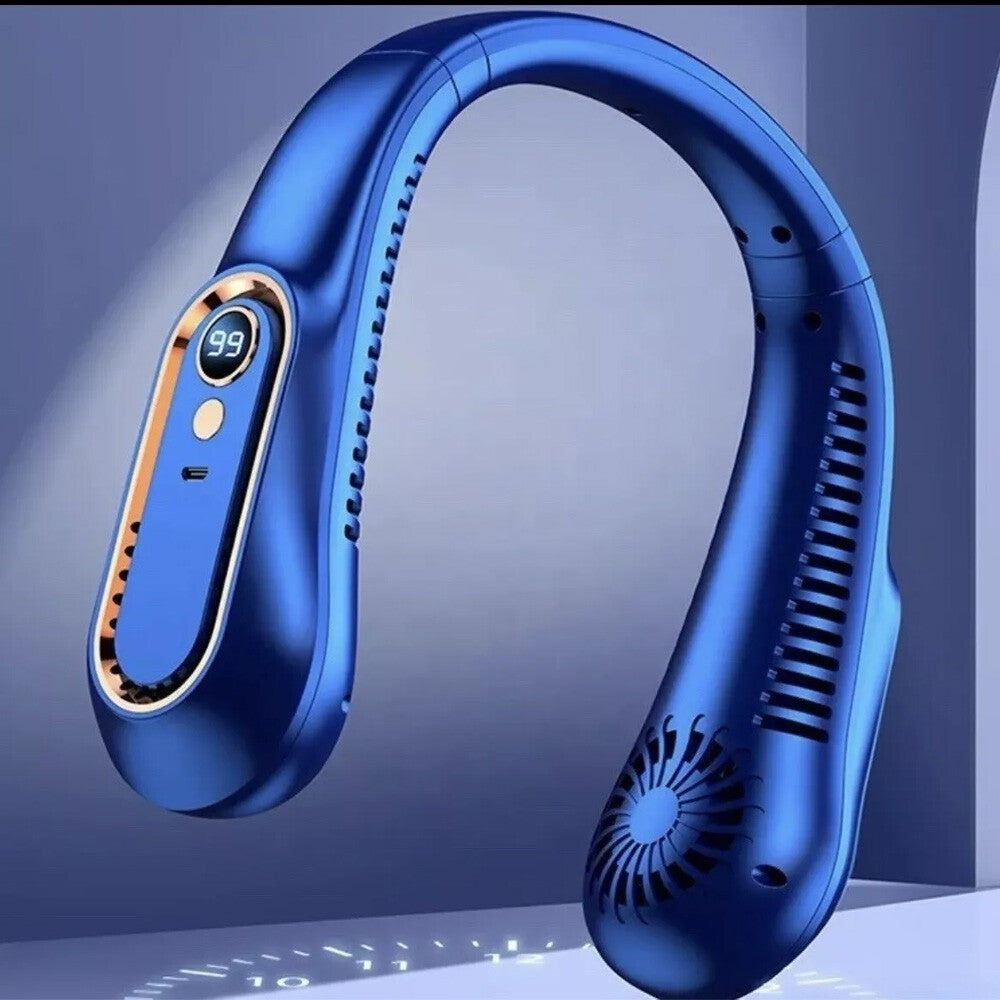 Bladeless Neckband Fan - Portable USB Rechargeable Hanging Cooler for Comfortable Wear in the UK