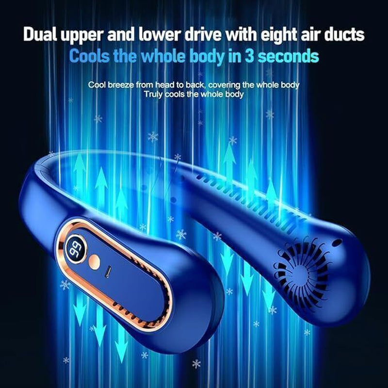 Bladeless Neckband Fan - Portable USB Rechargeable Hanging Cooler for Comfortable Wear in the UK
