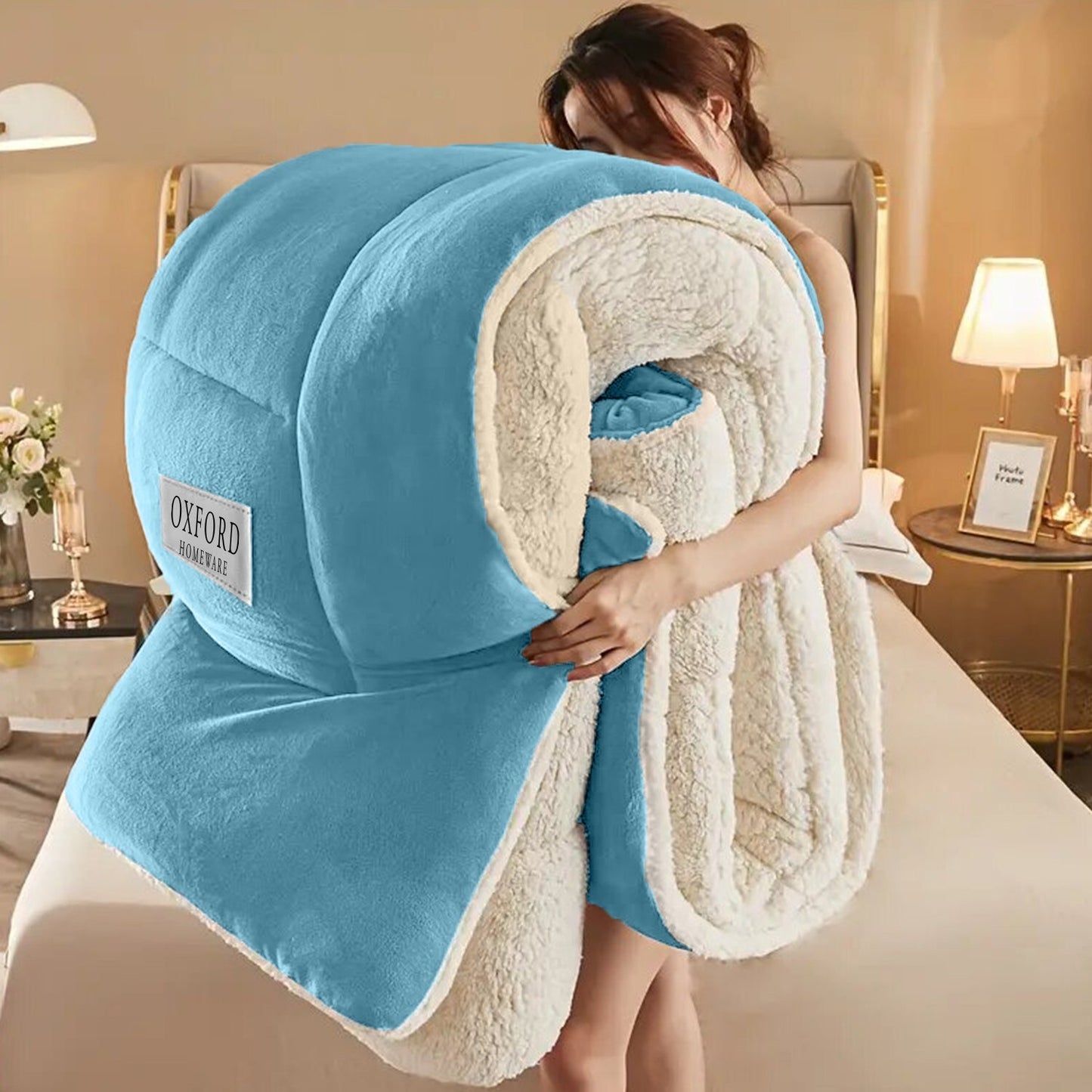 Sherpa Flannel Fleece Blanket Heavy Winter Throw for Bed Sofa Extra Warm Blanket