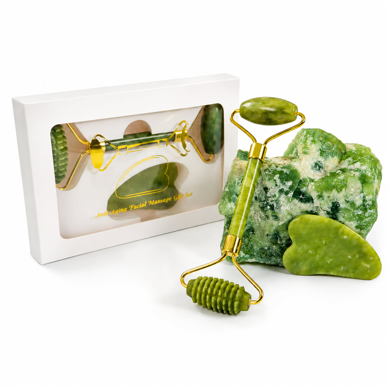 Gua Sha and Face Jade Roller Box Set Facial Beauty Body anti Ageing Tools